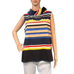 KATE SPADE New York Cotton Striped Mock Neck Top Blouse Sz 14
